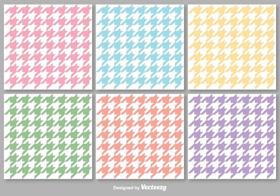 Vector Colorful Houndstooth Seamless Patterns Set