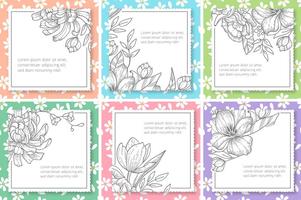 Retro Floral Vector Text Frames