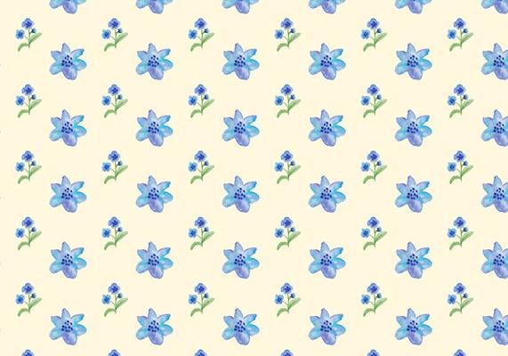 Watercolor Blue Flowers Free Vector Seamless Pattern