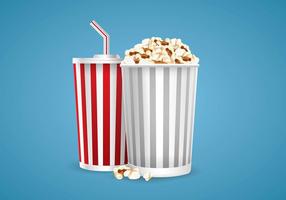 Illustration of Popcorn and Soda Vector