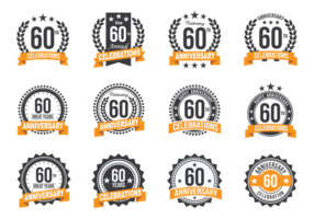 Anniversary Badges 60th Year Celebration vector