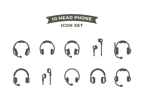 Head Phone Line Icon Set Free Vector