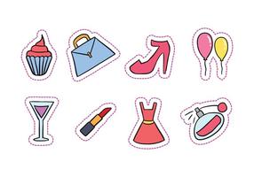 Hen Party Hand-Drawn Icons vector