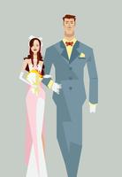 Bride and Groom Walking Illustration vector