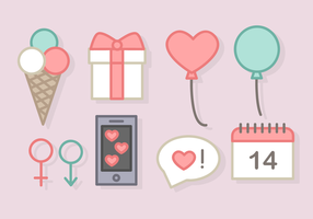 Cute Valentine's Day Elements Vector