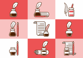 Inkwell Flat Icons vector