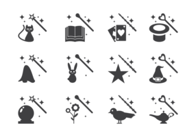 Magic Stick and Elements Icons Vector