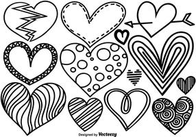 Vector Doodle conjunto de los corazones