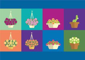 Outdoor Flowers In Flowerpots vector