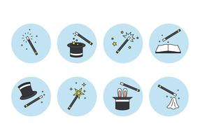 Magic Stick and Element Icons Set vector