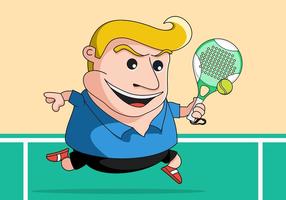 Squatty Tennis Player Vector