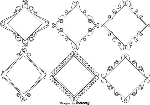 Ornamental Line Style Frames - Vector