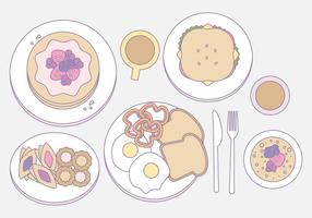 Vector Outlined Illustration of Breakfast Essentials