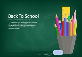 Template Background With Chalk Board And Stationary vector