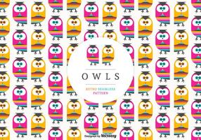 Retro Owls Seamless Vector Pattern