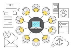 Set of Business Employee Connection Icons vector