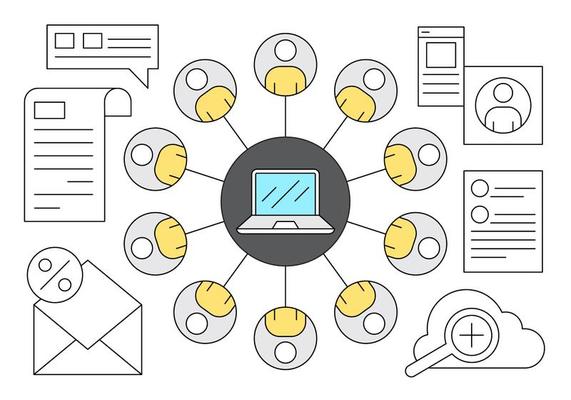 Set of Business Employee Connection Icons