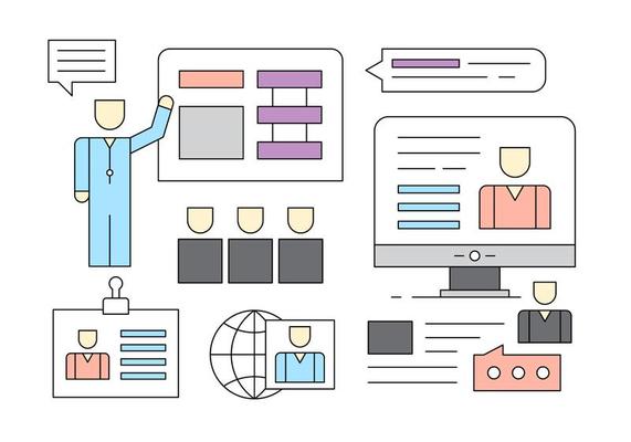 Linear Business People Management Icons