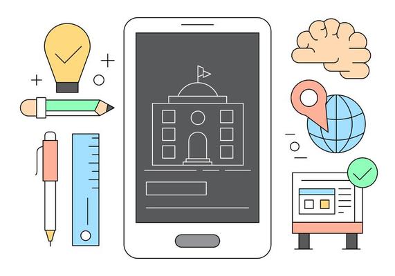 Online Education and Learning Icons in Vector