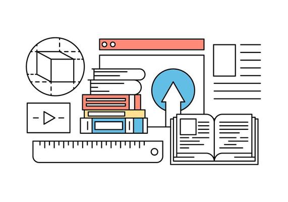 Online Education and Learning Icons in Vector