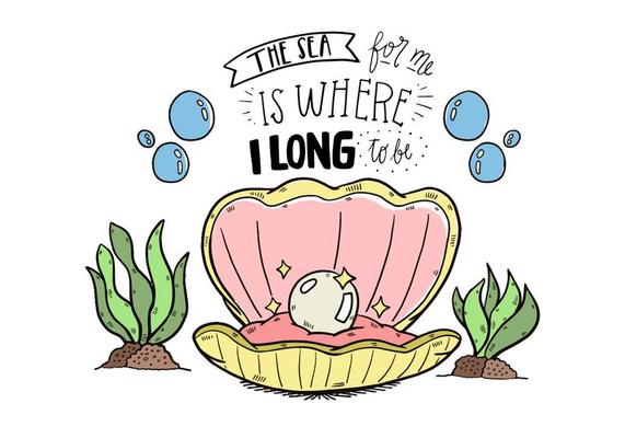 Pearl In A Shell Vector Illustration On A White Background