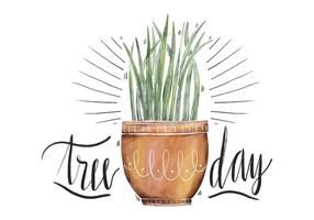 Cute Illustration Plant Watercolor To National Tree Day  vector