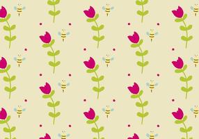 Background Daun with Flowers  Bees vector