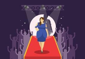 Plus Size Woman Modeling on Catwalk Illustration vector