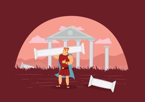 Hercules With Ruins of Temple Illustration vector