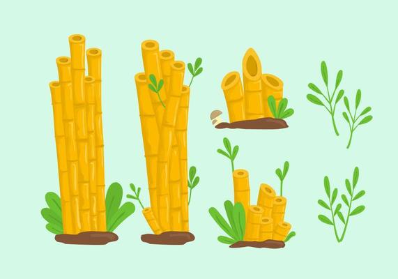 Yellow bamboo lanscape cartoon illustration vector