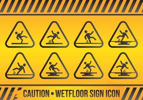 Wet Floor Sign Icon Set vector