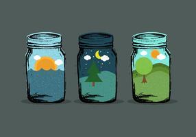 World in Mason Jar Vectors