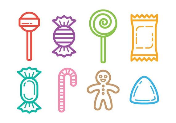Outlined Candy Icons Vector