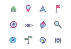 Map Element Icons on White Background