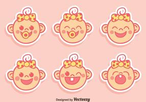 Cute Baby Face Expression With Ribbon Vector