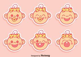 Cute Baby Face Expression With Ribbon Vector