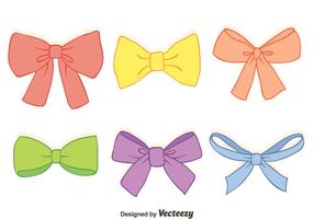 Hand Drawn Colorful Hair Ribbon Vectors