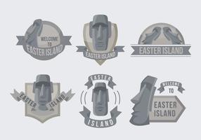 Easter Island Statue Label Illustration Vector