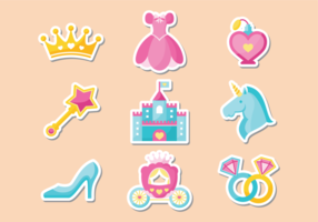 Princesa Sticker Icons Vector