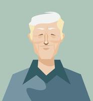 Headshot of Smiling Old Man with Blue Shirt Vector