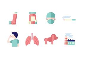 Medical Asthma Icon Set vector