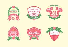 Camellia Flowers Pink Label  vector