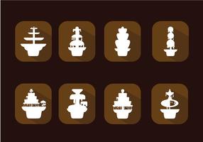 Chocolate Fountain Icon Set Free Vector