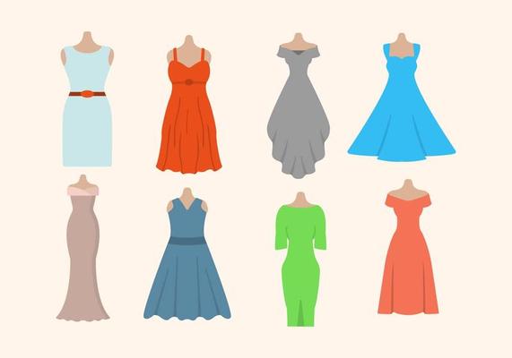 Flat Woman's Dress Vectors