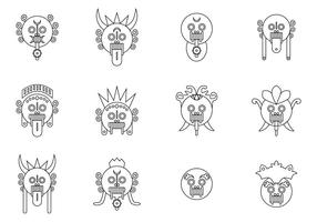 Minmal Bali Barong Mask Vectors