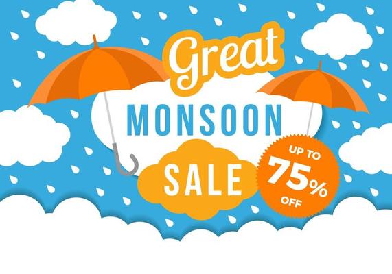 Free Monsoon Great Sale Poster Template Vector