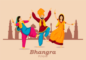 Ilustración bhangra danza popular vector