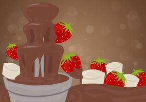 Chocolate Fountain Background with Strawberries Vector 