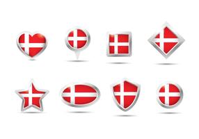 Danish Flag Button Vector