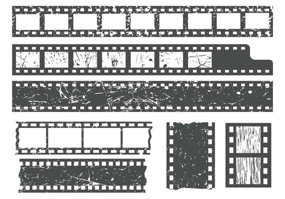 Free Film Strips WIth Grain Texture Vector